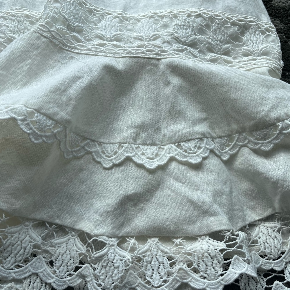 Tiered Lace Flounce Fairy Mini Dress Feminine Boho Engagement Coquette Cottage - Picture 7 of 10